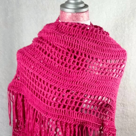 Elegant Fushia Crochet Shawls/Wrap - Picture 6 of 8